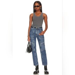 Agolde Cooper Cargo Utility Regulation Organic Cotton Blue Denim Jeans, Size 25